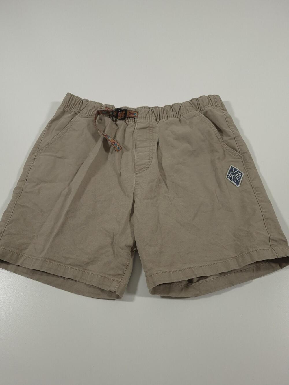 PrAna Shorts Mens Small Beige Chino 7" Inseam Elastic Waist Belted Stretch